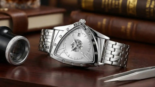 AURION Men's Triangular Stainless Steel Watch