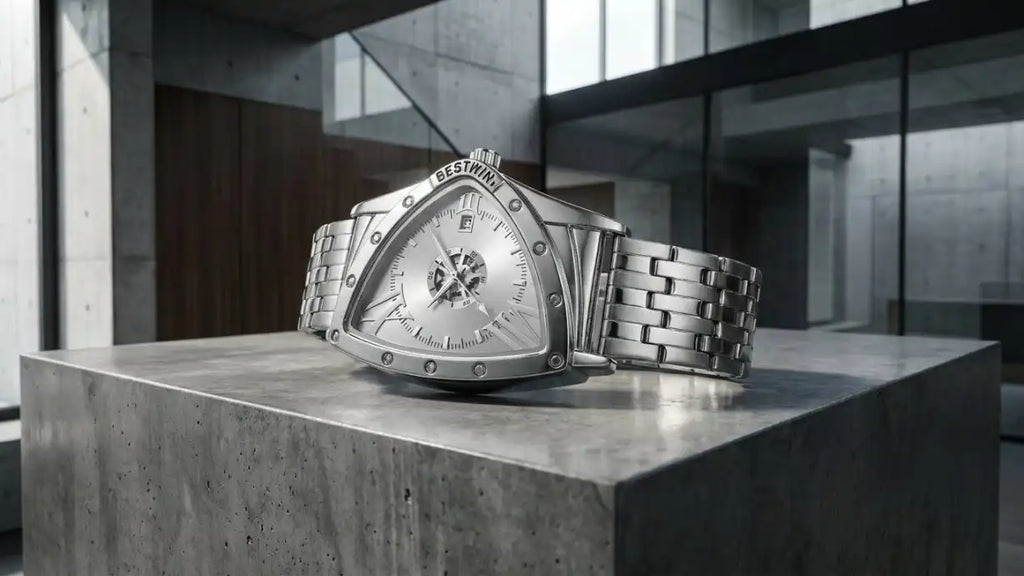 AURION Men's Triangular Stainless Steel Watch